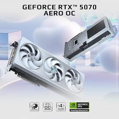 GIGABYTE GeForce RTX 5070 AERO OC 12G Graphics Card, 12GB 192-bit GDDR7, PCIe 5.0, WINDFORCE Cooling System, GV-N5070AERO OC-12GD Video Card, Compatible with Desktop thumbnail 2