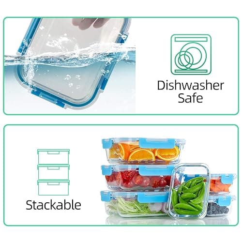 C CREST Glass Meal Prep Containers, [10 Pack] Glass Food Storage Containers with Lids, Airtight Bento Boxes, BPA Free & Leak Proof (10 Lids & 10 Containers) thumbnail 7