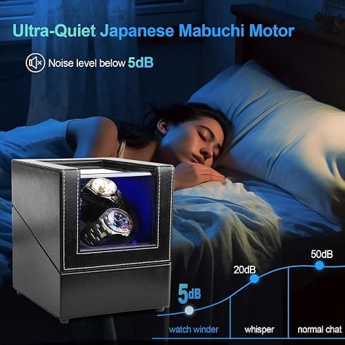 Anyasun Watch Winder for Automatic Watches,3 Watch Winder Box with LED Display, Ultra Quiet Japanese Motor,4 Rotation Modes,Watch Shark for Men & Women,USB-C Power thumbnail 4