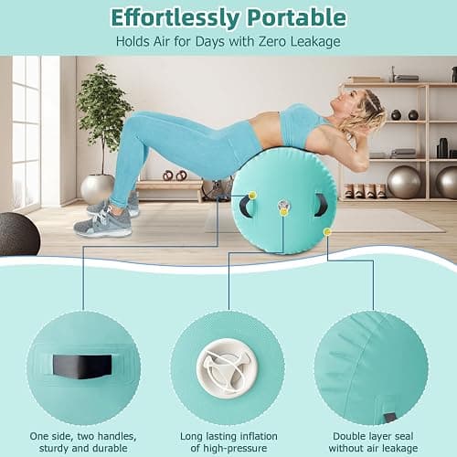 Vapaus Gymnastics Air Barrel Inflatable Tumbling Roller Mat Back Handspring Trainer Air Tumbler Octagon Barrel Gymnastics Equipment for Tumble Track Cheerleading Yoga Training Durable AntiSlip Double Seal Without Pump thumbnail 2