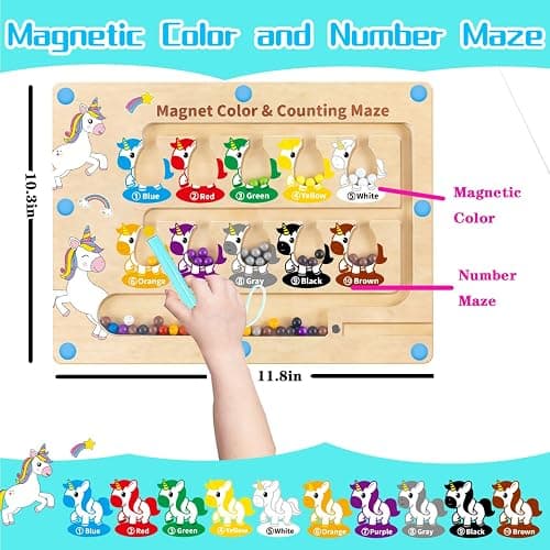 HONGID Magnetic Color and Number Maze,Uniorn Gifts for Girls,Montessori Toys for 2 3 4 5 Year Old,Learning Educational Sensory Toys for Toddlers and Kids Boys Girls,Christmas Birthday Gift for Kids thumbnail 3
