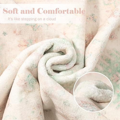 MUJOO 5x7 Area Rugs Washable,Boho Rug for Living Room Bedroom Dining Room Office,Large Throw Carpet,Non Slip Big Soft Indoor Low Pile Light Pink and Green thumbnail 6