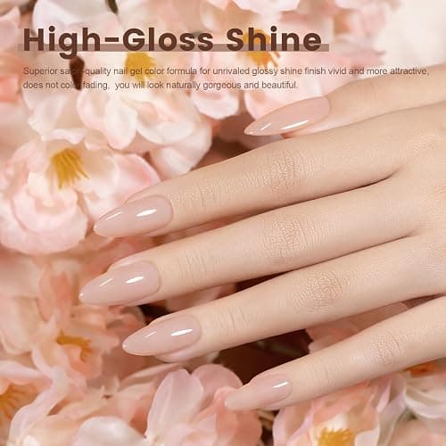 RARJSM Nude Gel Nail Polish Eggshell Pink Neutral Skin Tone Sheer Jelly Gel Polish 1PC 15ml Single Bottle Cream Transparent Pink Nail Gel Polish Soak off UV LED Cured for Home Salon DIY Manicure thumbnail 2