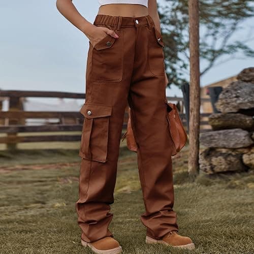 Cargo Pants Womens Jeans Parachute Loose Fit Wide Leg Pants Fashion Y2K Sweatpants Workout Athletic High Waisted Pants thumbnail 5