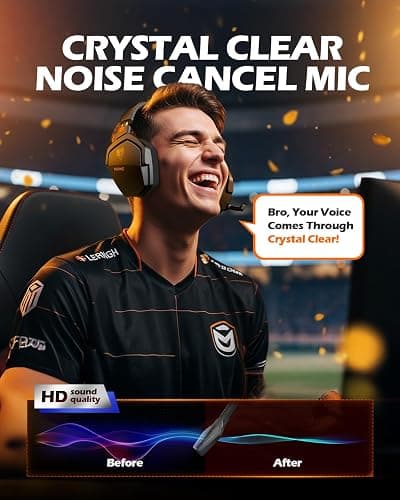 NUBWO Wireless Gaming Headset with Mic for Ps5 Ps4 PC, Zero Interference, 100-Hour Battery All-Day Play, 23ms Sync​ for Fortnite & Call of Duty/FPS Gamers, Triple Mode All Devices Compatible - Orange thumbnail 7