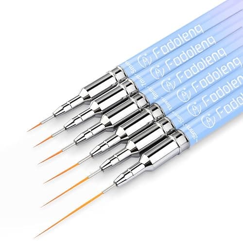 Liner Brush for Nails, 6Pcs Thin Nail Art Brushes Professional Nail Detail Brush for Gel Polish Sizes 5/7/9/11/15/25mm (Blue and Pink) | Sizes 5/7/9/11/15/25mm (Blue and Pink), Professional Nail Detail Brush, Soft Non-Deforming Fiber Heads, For Gel Polish thumbnail 8