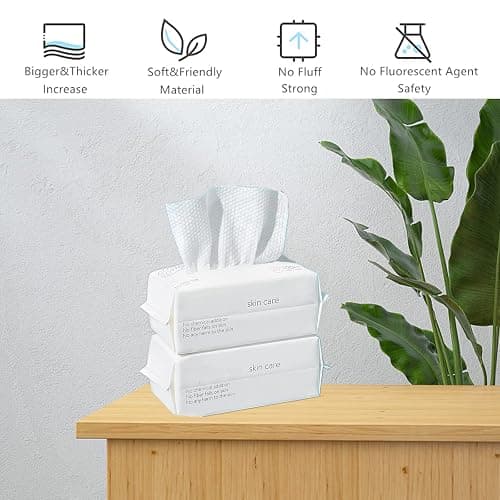 Disposable Face Towel, BIEWO Cotton Tissue Soft Dry Wipes for Women, Simple Cleaning Facial Tissues Dry Wet Dual Portable Use for Sensitive Skin & Baby & Makeup Remover & Personal Care (2 PACK=200PCS) thumbnail 2