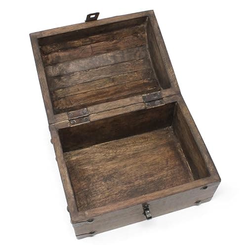 Nautical Cove Treasure Chest Keepsake and Decorative Wood Box (Large 8x6x6) - Storage Box, Wooden Box with Hinged Lid, Rustic Storage, Pirate Storage Box, Vintage Wooden Chest thumbnail 8