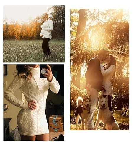 v28 Women Polo Neck Long Slim Fitted Dress Bodycon Turtleneck Cable Knit Sweater thumbnail 5