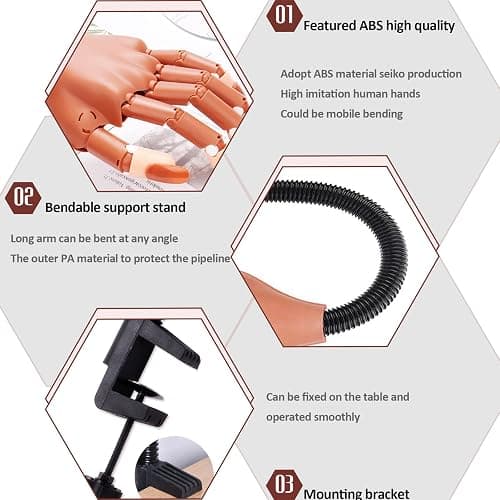 DASGIRL Practice Hand for Acrylic Nails, Flexible Nail Practice Hands Training Kits, Fake Mannequin Hands for Nails Practice, Movable Nail Mannequin Hand with 100PCS Nail Tips thumbnail 3