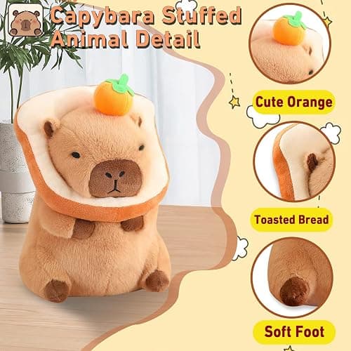 Acgtrick Cute Capybara Plush Soft Capybara Stuffed Animal with Bread Kawaii Capybara plushie with Orange Capybara Plush Toys Hugging Gifts for Kids Girls Boys 12 inch thumbnail 5