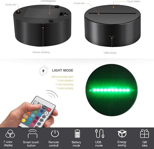 3D Star Wars Lamp -3 Patterns Night Light with Timing Remote Control and 16 Color Changing Decor lamp, Star Wars Toys Birthday and Christmas Gifts for Boys Men Kids Fans thumbnail 6