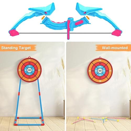 2 Pack of Kids Bow and Arrow Set, Light Up Archery Toy Set with 14 Suction Cup Arrows & Standing Target, Perfect Kids Indoor and Outdoor Toys Birthday Gifts Ideas for 4 5 6 7 8 9 10 Year Boys Girls thumbnail 7