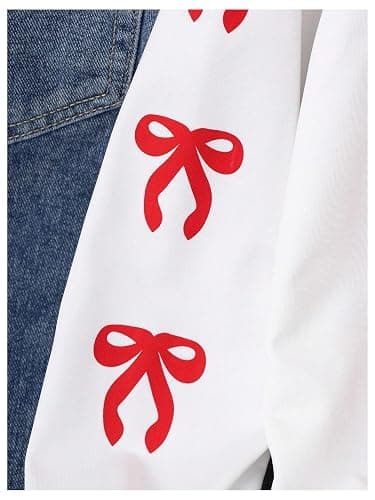 RoseSeek Girl's Jersey Bowknot Graphic Number Print Tees Long Sleeve Crew Neck Shirts Cute Tee Tops Streetwear thumbnail 5