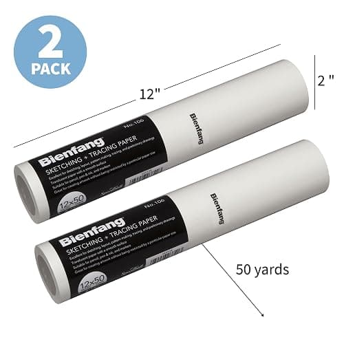 Bienfang Sketching & Tracing Paper Roll, White, 12 Inches x 50 Yards (2-Pack) - for Drawing, Trace, Sketch, Sewing Pattern thumbnail 3