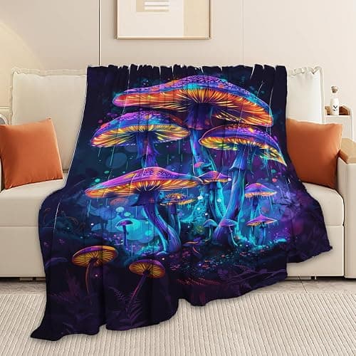 Mushroom Throw Blanket Mushroom Stuff Gifts for Kids Girls Boys Adults Women Man Soft Cozy Warm Plush Fluffy Fuzzy Fleece Blanket Decor 40''X50'' thumbnail 4