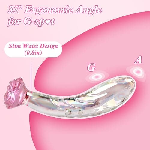Anal Dildo Glass Rose Sex Toy - Butt Plug Rainbow Monster Dildo for Beginner, 7.2 inch Small Glass Dildo as a Clitoral G Spot & Anal Plug Sex Toys for Men Women & Couples Sexual Pleasure thumbnail 2