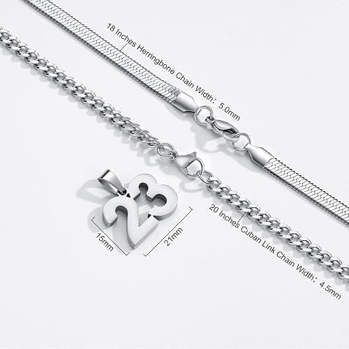 Easter Basket Stuffers-Number Necklace for Boys Athlete Kids Number Chain 00-100 Layered Necklace for Men Stainless Steel Number Charm Pendant Baseball Football Basketball Necklaces for Boys Gifts thumbnail 5