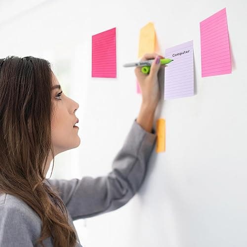 9 Pack Lined Sticky Notes 4X6 in Post Sticky Notes with Lines, Large Ruled Post Sticky Colorful Super Sticking Power Memo Pads Strong Adhesive (Pink Themed) thumbnail 5