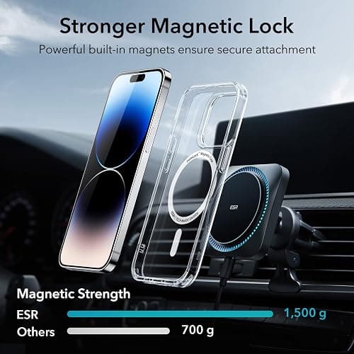 ESR for iPhone 14 Pro Max Case, Compatible with MagSafe, Shockproof Military-Grade Protection, Yellowing Resistant, Magnetic Classic Hybrid Case (HaloLock), Clear - iPhone 14 Pro Max - B-Clear thumbnail 4