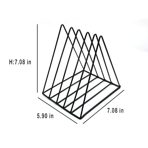 QPEY Triangle File Holder,5 Slot Metal Vinyl Record Stand Holder Magazine Newspaper Holder Photography Props for Office Home 1 Pc (black) thumbnail 2