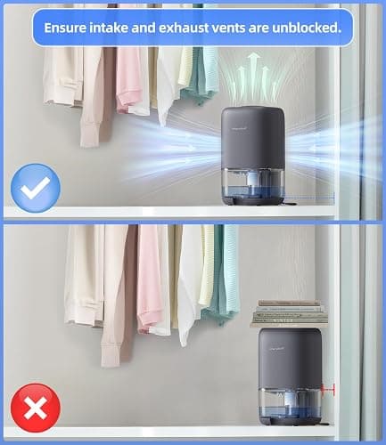 TABYIK Small Dehumidifier for Bedroom, Bathroom, Portable Dehumidifiers for Home, Room, RV, Closet, Quiet Compact Moisture Remover for Small Spaces, with Auto Shut Off, 35 OZ, Grey thumbnail 7