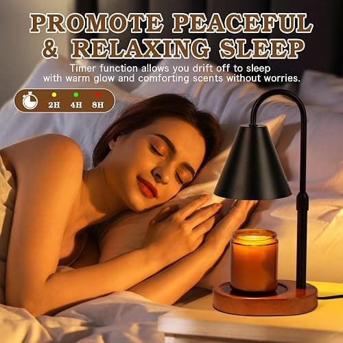 Candle Warmer Lamp With Timer Dimmable, Christmas Birthday Gifts for Women Mom, Modern Candle Lamp, Black Candle Warmer for Jar Scented Candles, Home Decor, Vintage Wax Melt Warmer with 2 Bulbs thumbnail 5