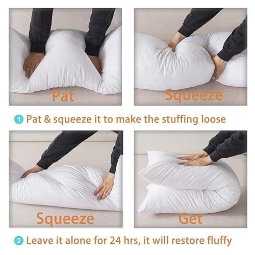 WhatsBedding Memory Foam Body Pillow with Breathable Zippered Cotton Cover, Full Body Pillow for Adults, Long Pillow for Sleeping, Firm Pillow Fluffy Supportive, Pure White thumbnail 6