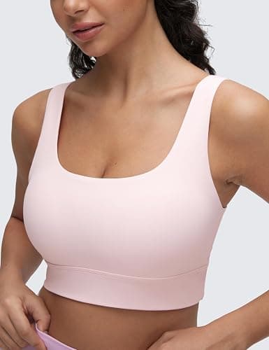 CRZ YOGA Butterluxe U Back Longline Sports Bras for Women - Scoop Neck Padded Yoga Workout Crop Top with Built in Pads thumbnail 4