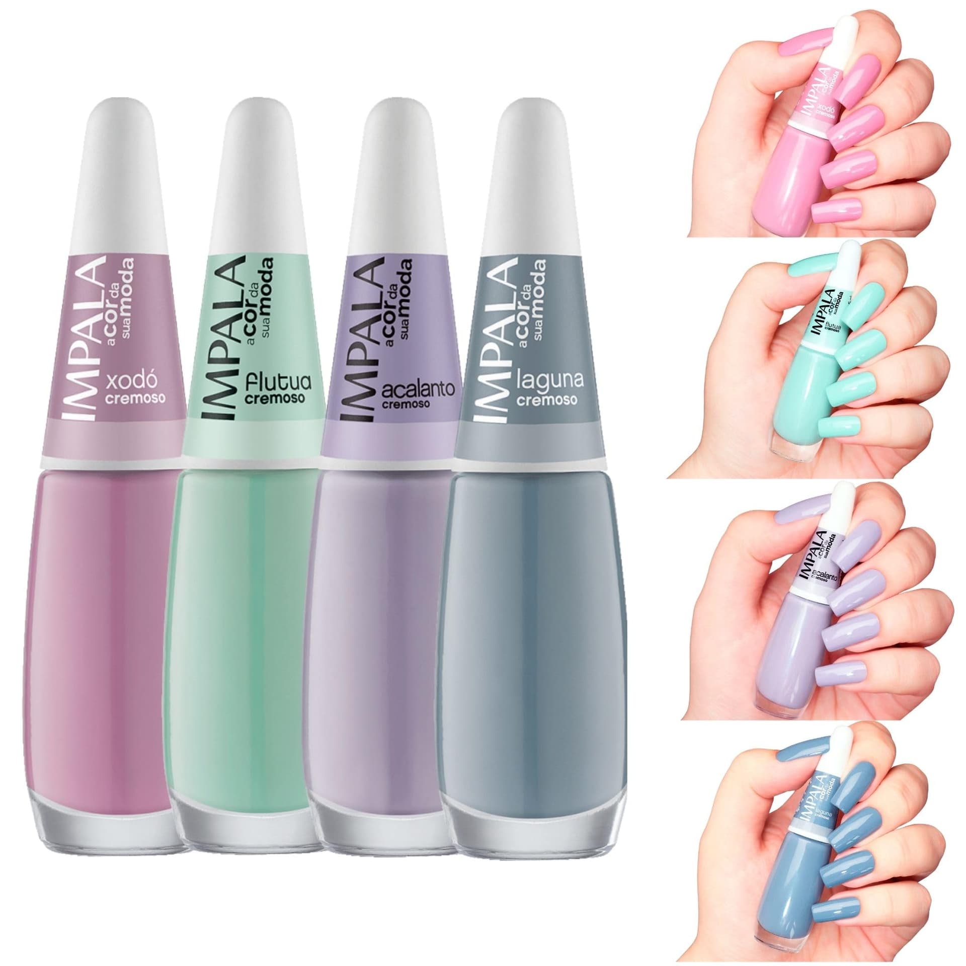 Kit 4 Esmaltes Impala Tons Pasteis Lilás Roxo Verde Azul Esmalte Unhas - Image 1