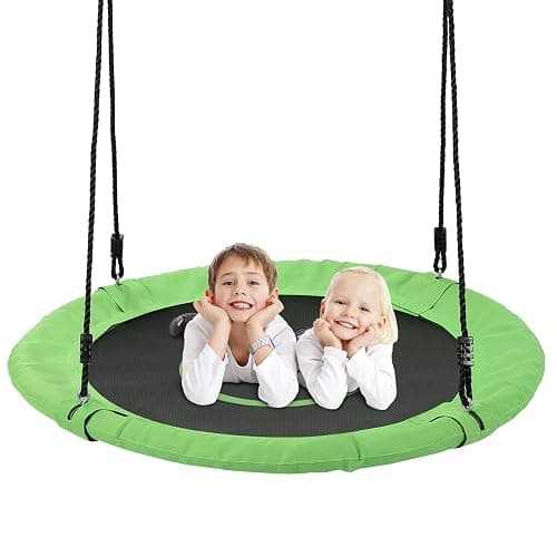 Tree Swings for Kids Outdoor, 40 Inch Diameter 600lb Weight & Adjustable Hanging Ropes Tree Swings, Great for Playground Swing, Backyard and Playroom(Green) - Image 1