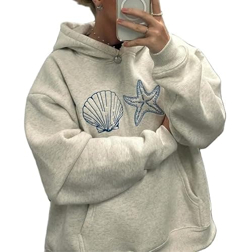 Foidiccx Y2K Hoodie Women Teen Girls Hibiscus Embroidered Pullover Hooded Top Cute Floral Preppy Hoodies Sweater Sweatshirts thumbnail 4