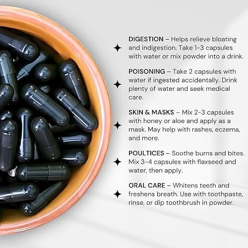 Schizandu Activated Coconut Charcoal Capsules – Vegan, Organic, Non-GMO, No Additives – 210 Count, X-Large Bottle thumbnail 3