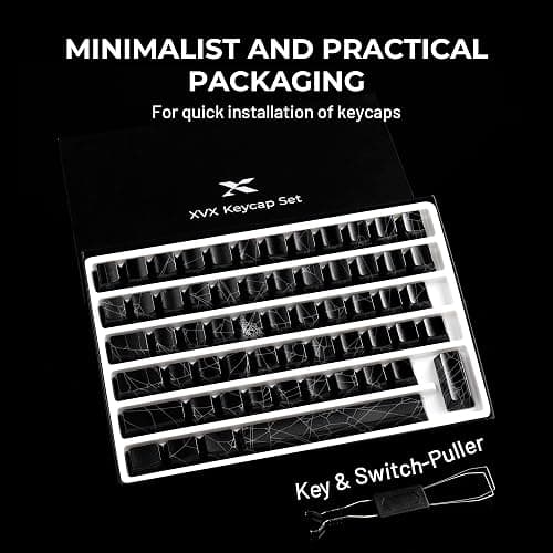 HITIME x XVX Spider Web Keycaps 60 75 100 Percent - Shine Through Keycaps w/IMD Tech, for Mechanical Keyboards, Full 118 Key Set, OEM Profile, Lines Backlit, Side Printed - Black thumbnail 6