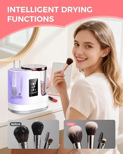 Electric Makeup Brush Cleaner Machine with Automatic Cleaning and Drying Functions Portable Makeup Brush Cleaner for Makeup Lovers thumbnail 3