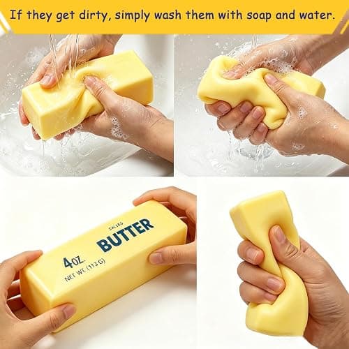 Butter Squishy, Squeeze Toys, Squishy Butter, Realistic Butter Stick Soft Squeeze Toys (Butter-2PCS) thumbnail 5