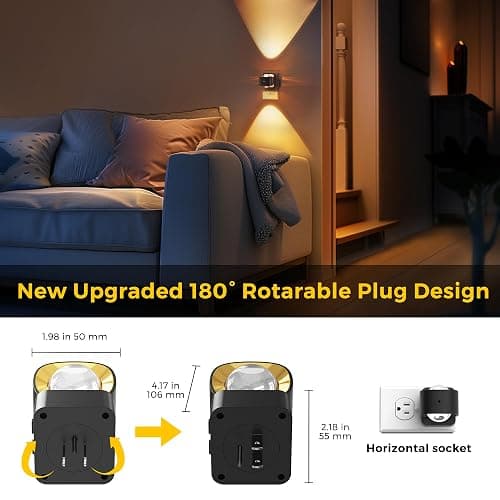 L LOHAS LED Night Light Projector, Night Lights Plug into Wall, Dusk to Dawn Sensor, Rotating Nightlight for Kids, Soft White Ambient Lighting for Bathroom, Gaming Room, Gifts,1 Pack thumbnail 4