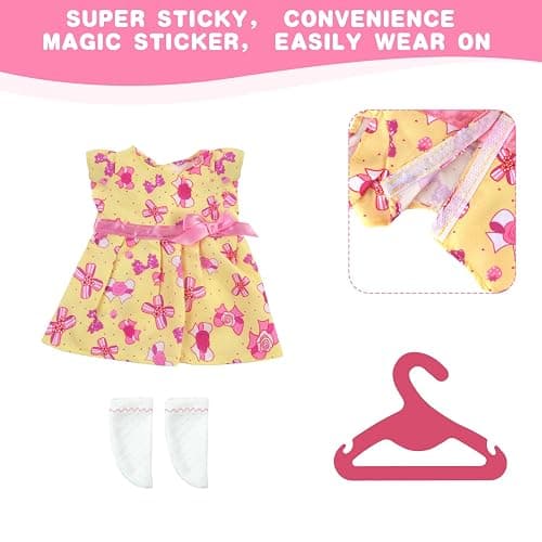 Aolso Baby Doll Clothes for 14-18 Inch/35-45 cm Dolls, New Doll Clothes Outfits, Sweet Dress with Coat Hanger, New Born Baby Dolls Girls Birthday（Sleeveless） thumbnail 4