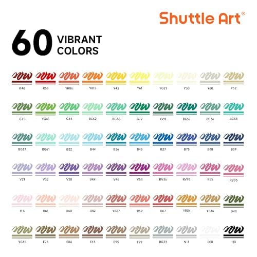 Shuttle Art Automatic Ink Control Acrylic Paint Markers, 60 Colors Brush Tip Acrylic Paint Pens for Rock Painting, Ceramic, Wood, Canvas, Glass, Stone, Fabric, Card Making, DIY Supplies, FlipFunAlong thumbnail 3