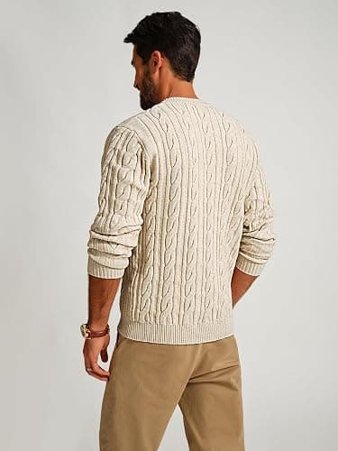 PJ PAUL JONES Mens Sweater Crewneck Cable Knit Pullover Sweater Casual Twist Textured Sweaters thumbnail 3