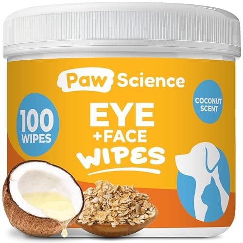 Paw Science Dog Eye Wipes - Hypoallergenic Eye & Face Wipes for Dogs, Cats, & Puppy - Pet Tear Stain Remover & Cleaner - Gently Cleans & Removes Discharge, Crust, & Gunk (Coconut) - Image 1