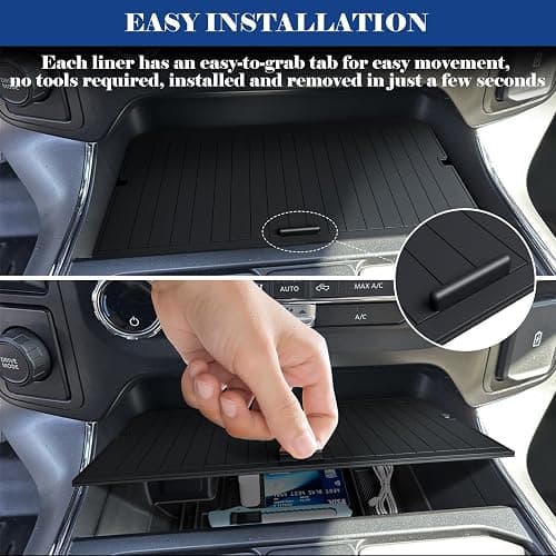 Center Console Organizer Cover for Ford F150 Accessories 2021-2026 & Lightning XLT 2022 2023 2024 Middle Console Secret Pocket Lid Interior Hidden Storage Compartment Tray with USB Holes, 2PCS thumbnail 4