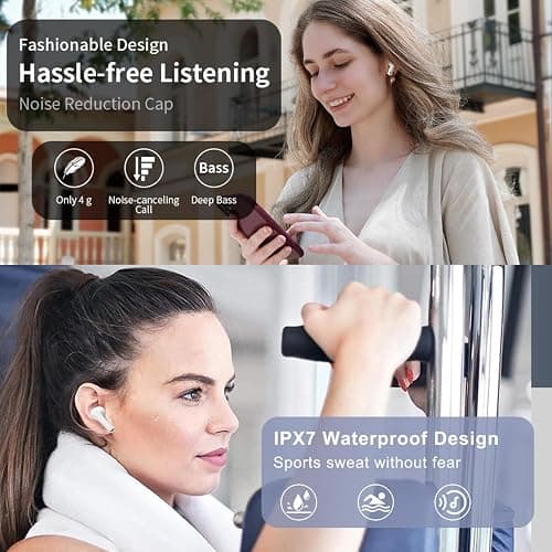 XLSFPY Ecouteurs Bluetooth sans Fil,Casque Bluetooth 5.3 avec Hi-FI Son Stéréo, Oreillette Bluetooth IPX7 Étanche,Contrôle Tactile, 30H Durée de Lecture,pour iphone/Androïde thumbnail 3