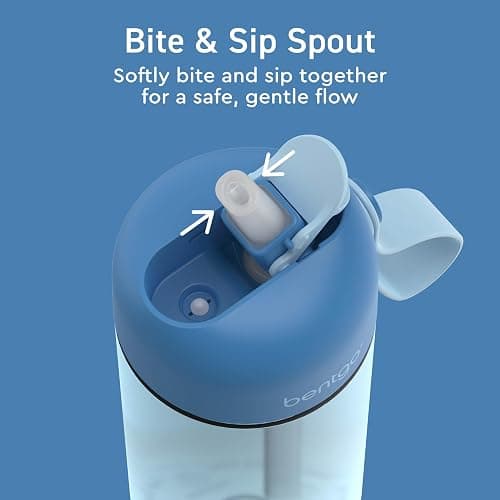 Bentgo Kids Water Bottle - Leak-Proof, Durable Tritan, BPA-Free 15 oz. Cup for Kids/Toddlers Ages 3+, Bite & Sip Spout, Carrying Handle, & Dishwasher Safe for School, Sports, Daycare & Camp (Blue) thumbnail 5