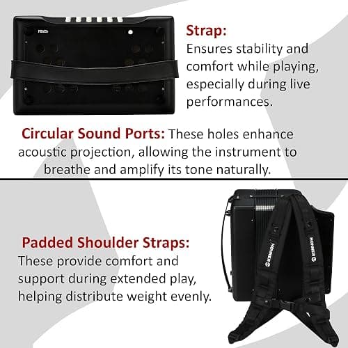 Hohner Panther Diatonic Accordion - Keys G/C/F Bundle with Gig Bag and Austin Bazaar Polishing Cloth thumbnail 7