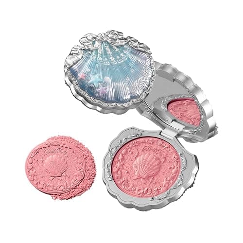 Flower Knows Shell's Jewel Collection Silk Satin Blush,Shimmery Peach Pink Powder Blush for Cheeks,Buildable & Blendable Face Makeup,Soft Long-Lasting for Women & Girls,0.18 Oz(03 Coral Seashell) - Image 1