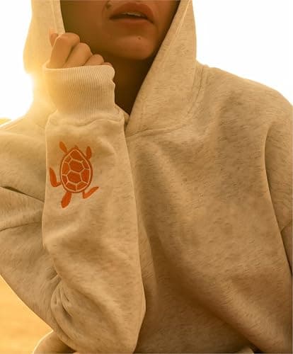 Oversized Graphic Hoodie for Teens Girl Y2K Ocean Floral Embroidered Preppy Hooded Sweatshirt Cute Aesthetic Sweater thumbnail 4