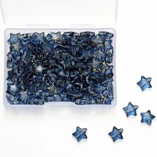 100pcs Dark Blue Star Beads Glass Crystal 10mm Stars Glass Spacer Beads for Jewelry Bracelet Making DIY Crafts Gifts (Dark Blue Star) - Image 1