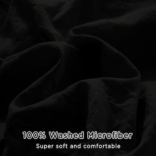TOCOMOA Duvet Cover Queen Size, 3 Pieces 100% Washed Microfiber Black Comforter Cover, Super Soft and Breathable Duvet Cover 90 x 90 Inches with Zipper Closure thumbnail 7