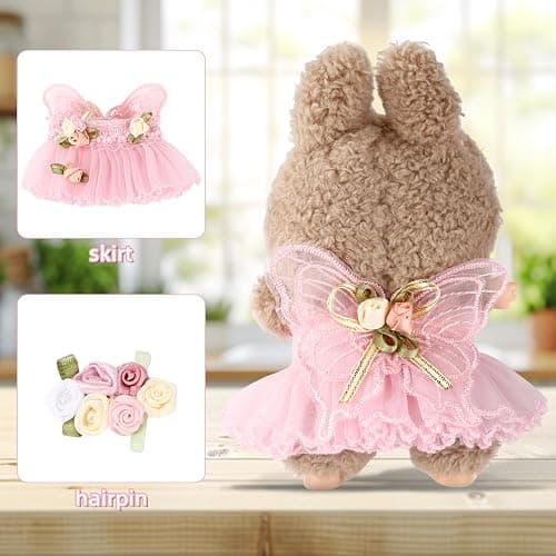 Doll Clothes, Cute Fashion Pink Flower Dress with Funny Hairpin Practical Skirt Clothes Outfit Accessories for Doll Dressing Clothing thumbnail 4